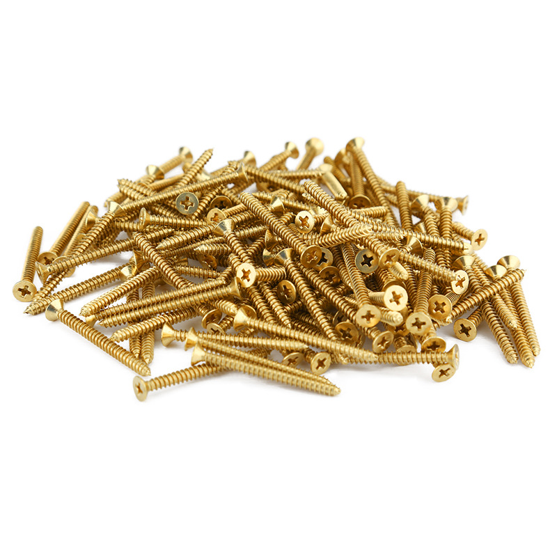 ✅444Z wholesale brass self-tapping screws flat head cross countersunk head copper screws round head self-tapping furniture extension full figure