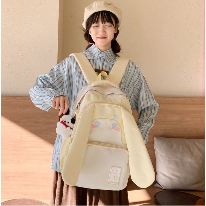 Big Eared Dog schoolbag for girls in grades three to six of primary school, large capacity, cute backpack for junior high school girls, children's backpack Specification drawing