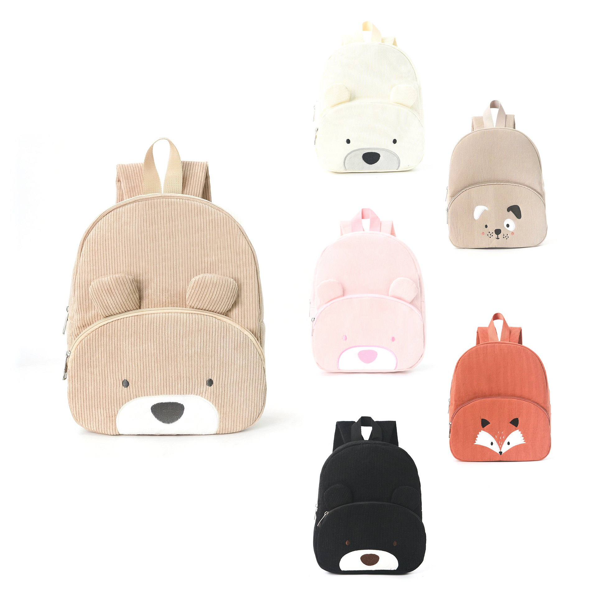 Cross-border bestsellers: Cute bear backpack, corduroy primary school bag, fashionable and casual backpack, cartoon plush bag full figure