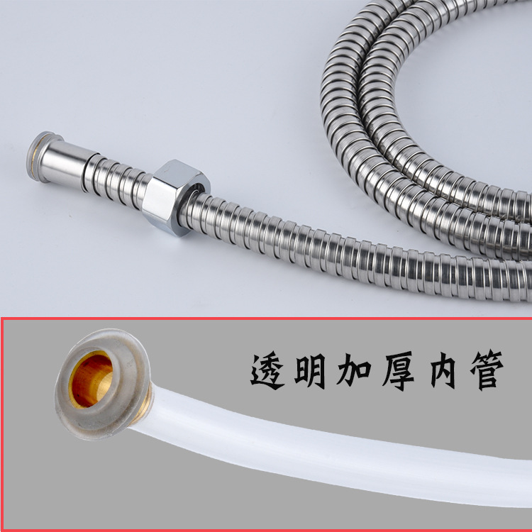 Stainless steel transparent inner tube, large double-buckle explosion-proof flexible hose, hand-held showerhead, bath, shower head, shower tube Application Scenario
