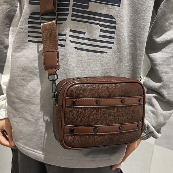Simple style waterproof backpack, single-shoulder bag, small square bag, single-shoulder street small crossbody bag, outdoor trendy and fashionable crossbody bag Specification drawing
