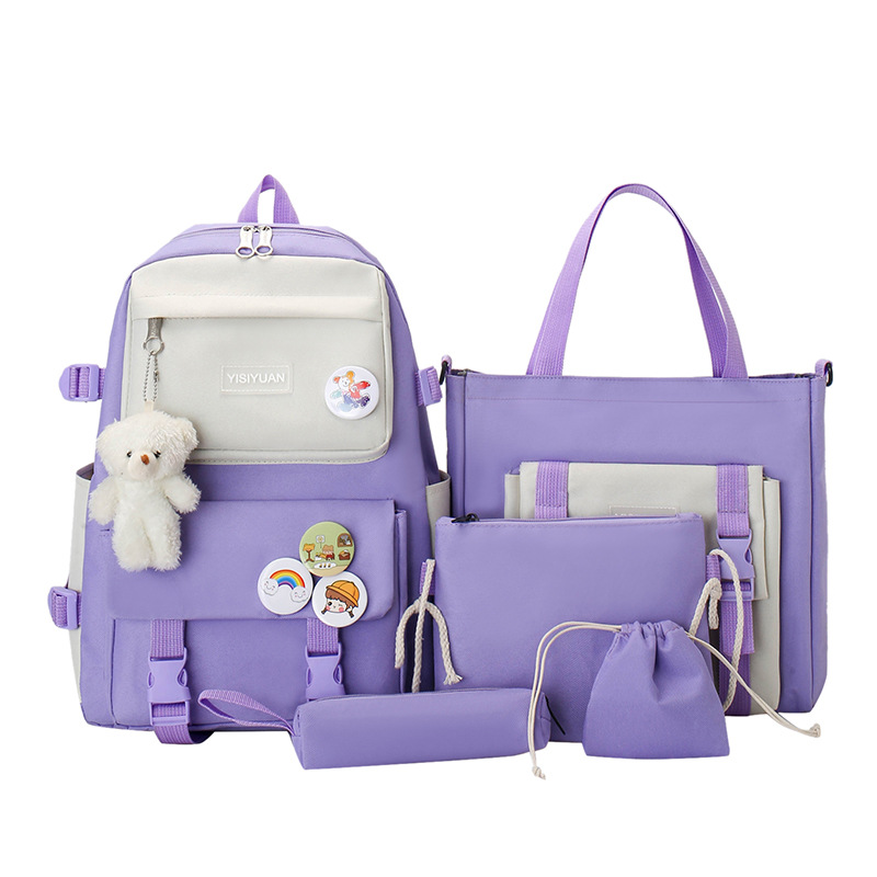 Wholesale of new casual canvas backpacks for primary and secondary school students, large-capacity Korean version backpacks for girls, and hand-held tutorial bags Item Picture