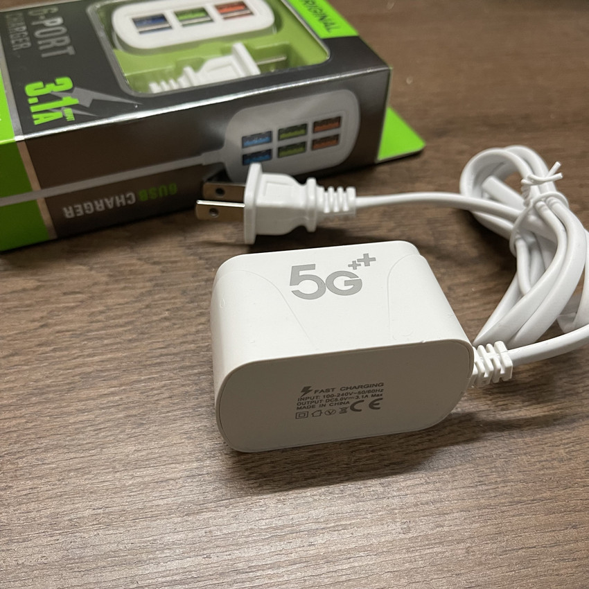 The new 6usb multi-port mobile phone charger is compatible with both Apple and Android 3a sockets Specification drawing