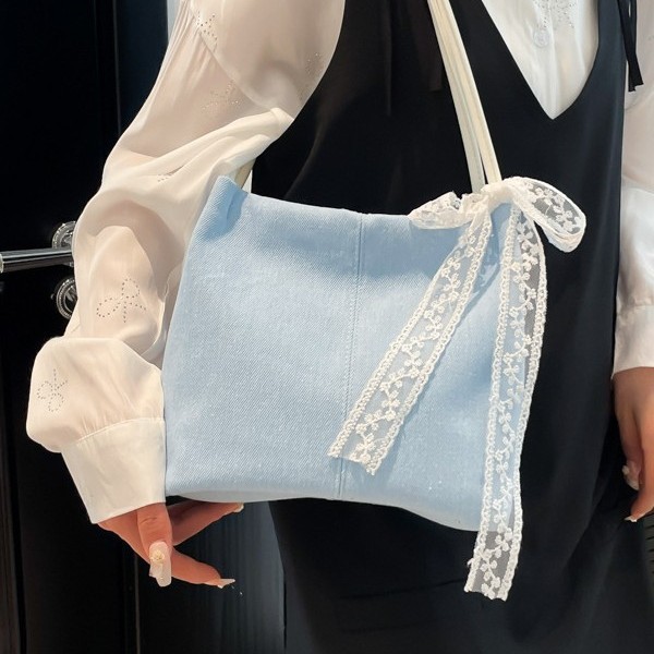 Casual commuting large-capacity denim bag for women 2025 new style stylish and versatile shoulder bag with a relaxed tote bag Specification drawing