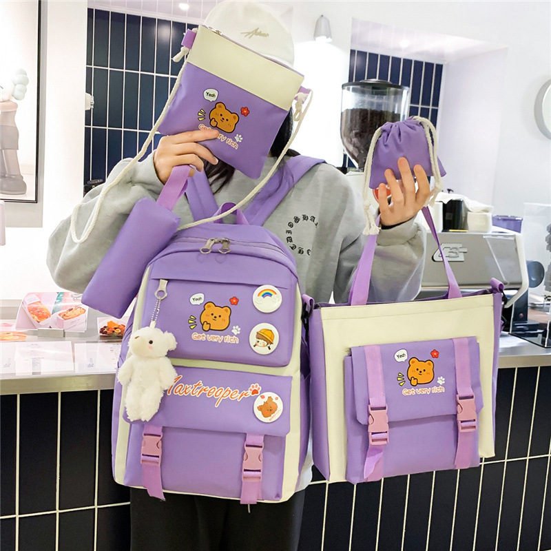 Fashionable cross-border backpack for girls, Korean version, large-capacity schoolbag for primary and junior high school students, hand-held tutorial bag, casual backpack full figure