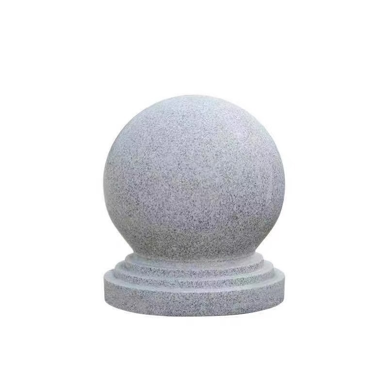 Granite roadblocks, stone balls, marble, sesame grey, car-blocking round balls, school, community, square, car-blocking and road-blocking stone piers Item Picture