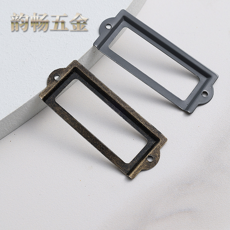 Small card slot, business card frame, handle, label frame, square frame, iron sheet, antique drawer, card holder, label, bookmark frame Application Scenario