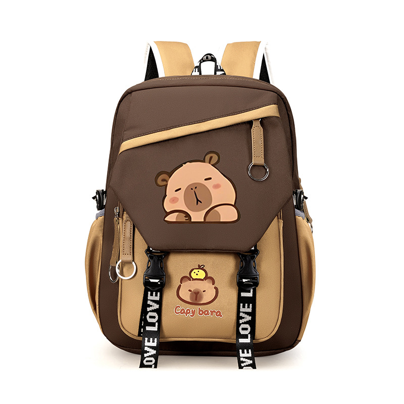 High-appearance-level, dirt-resistant Kapibala schoolbag, children's backpack, super cute boys and girls, junior high school and college students' campus backpacks details Picture