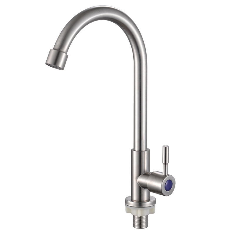 Factory direct sales of stainless steel 304 kitchen sink faucet, kitchen rotating single cold water sink faucet, freely rotating Item Picture
