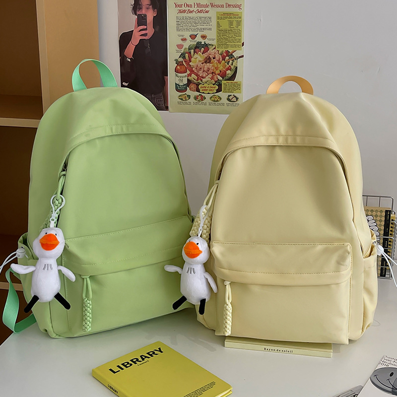 Cross-border schoolbag for girls, high school students, Korean version, simple solid color, junior high school backpack, girls, high school appearance level, travel backpack Specification drawing