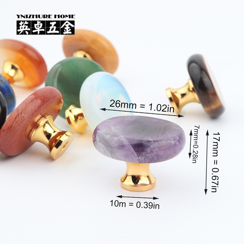 Yingzhuo Light Luxury natural raw stone crystal Spiritual kitchen cabinet door drawer handle, small gift jewelry box decorative handle Specification drawing