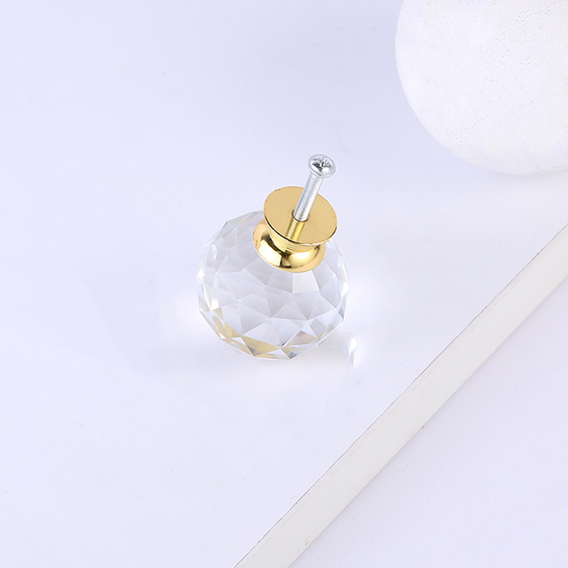 Spherical glass crystal handle, single-hole European-style furniture door handle, gift box handle, storage box, drawer handle wholesale details Picture