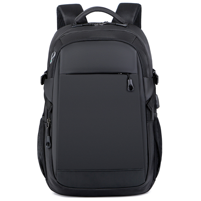 Men's solid-color Oxford cloth business backpack, large-capacity computer backpack, USB charging travel bag for business trips and commuting Item Picture