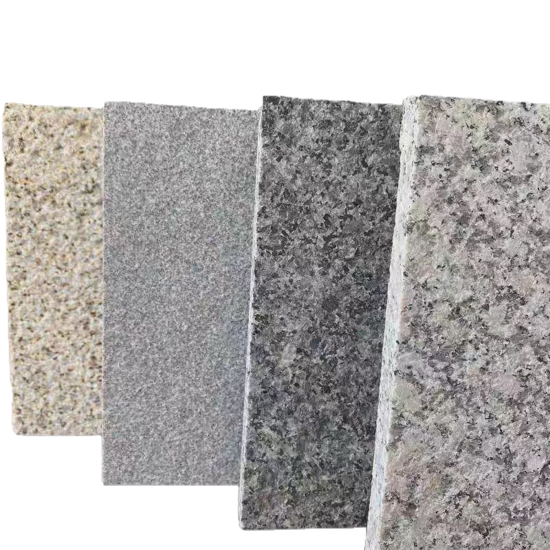 Granite sesame grey flamed slabs, sesame white curb stones, sesame black courtyard floor tiles, square floor paving stones Item Picture