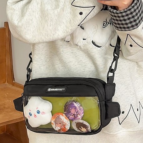 2D pain bag, single-shoulder bag, Ka Ai Bag, large capacity, daily casual, student transparent pain bag, Japanese-style crossbody bag Specification drawing