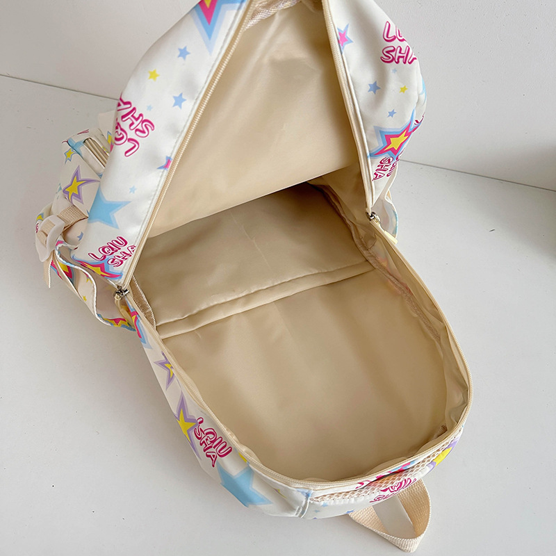 2024 New backpack for junior high school girls: Large-capacity star-printed schoolbag, a niche backpack for senior high school and college students Application Scenario
