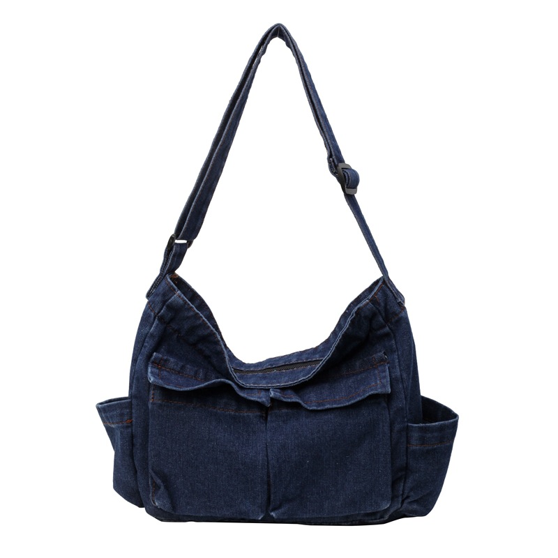 Denim bag, women's crossbody bag, large-capacity tote bag, Korean-style trendy underarm bag, versatile and casual single-shoulder bag Item Picture