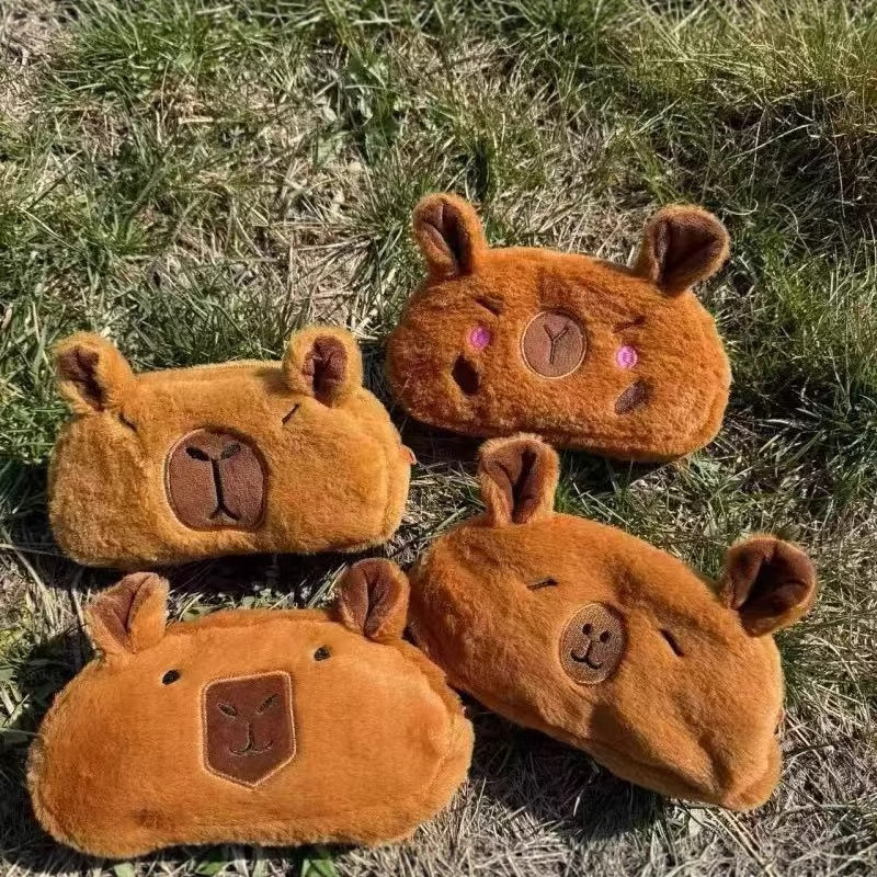 New Capibara plush large-capacity pen case student stationery storage bag, cute capybara animal stationery bag style full figure