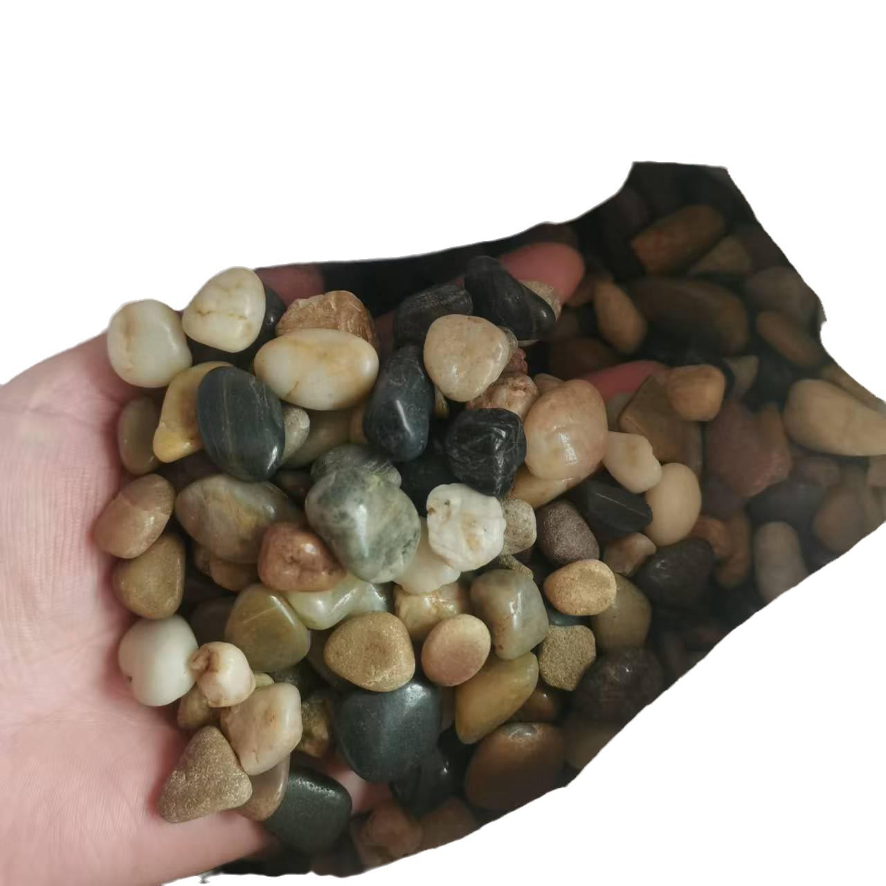 Small bags of rain flower stones, colored pebbles for paving the ground and roads, courtyard and garden landscaping. The rain flower stones are white and the original stones are black Item Picture