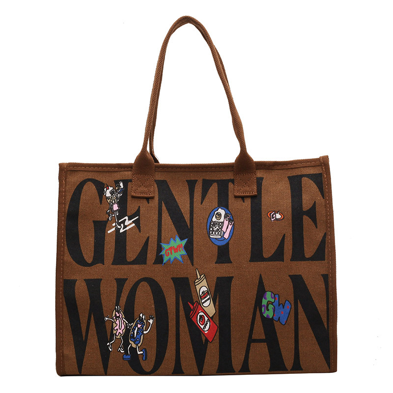 Commuting bag for women 2024 New letter-shaped tote bag, canvas single-shoulder mommy bag, Tote bag Item Picture