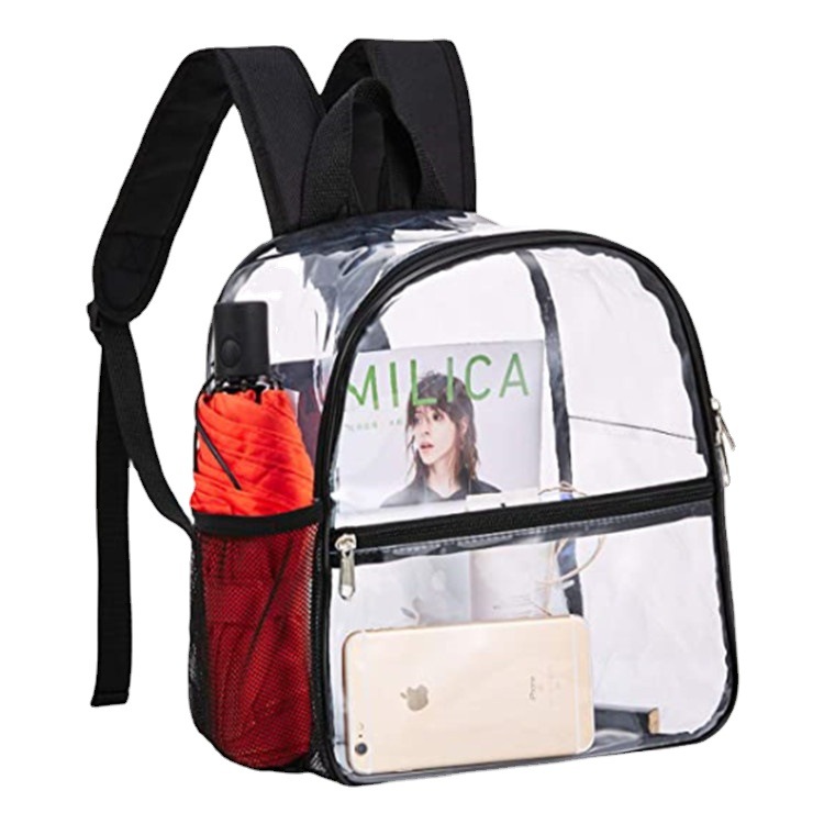 pvc cross-border transparent backpacks, outdoor portable large-capacity backpacks, lightweight and simple student schoolbags, factory direct sales Item Picture