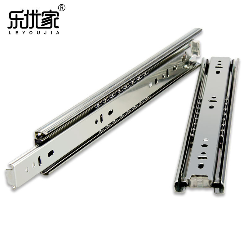 Leyoujia wholesale of three-section slide rails, stainless steel drawer slide rails, extended cold-rolled steel guide rails, three-section rail accessories Specification drawing