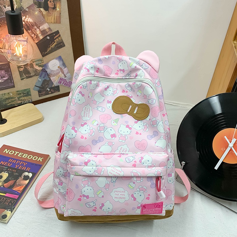 High appearance level Japanese-style campus backpack, sweet schoolbag, cute and trendy bow ears, current large-capacity backpack Specification drawing
