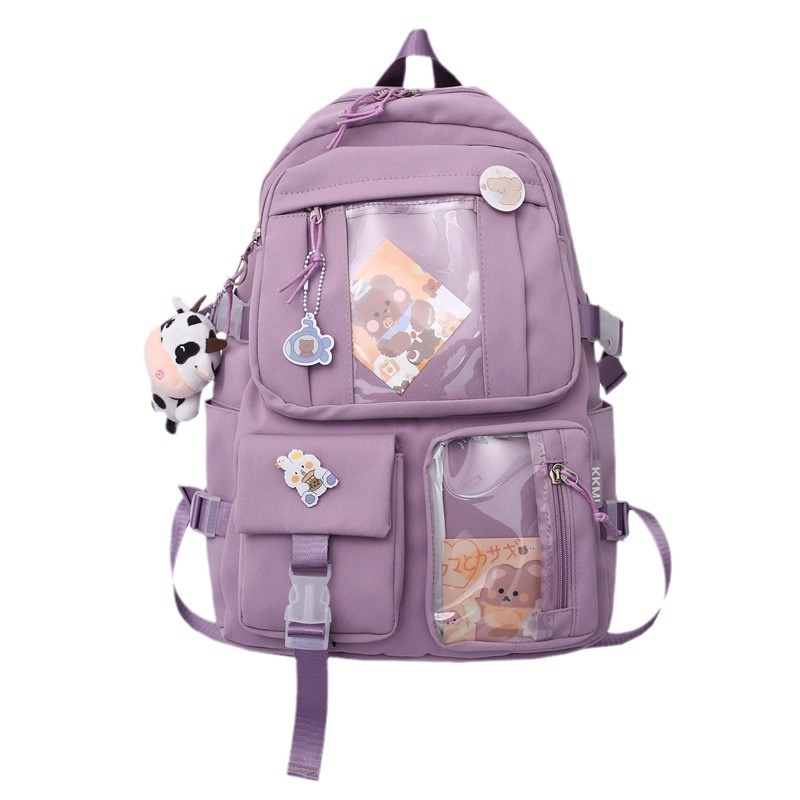 Fashionable Korean-style backpacks for girls, cute cartoon ones, simple and large-capacity casual backpacks for primary and junior high school students Item Picture