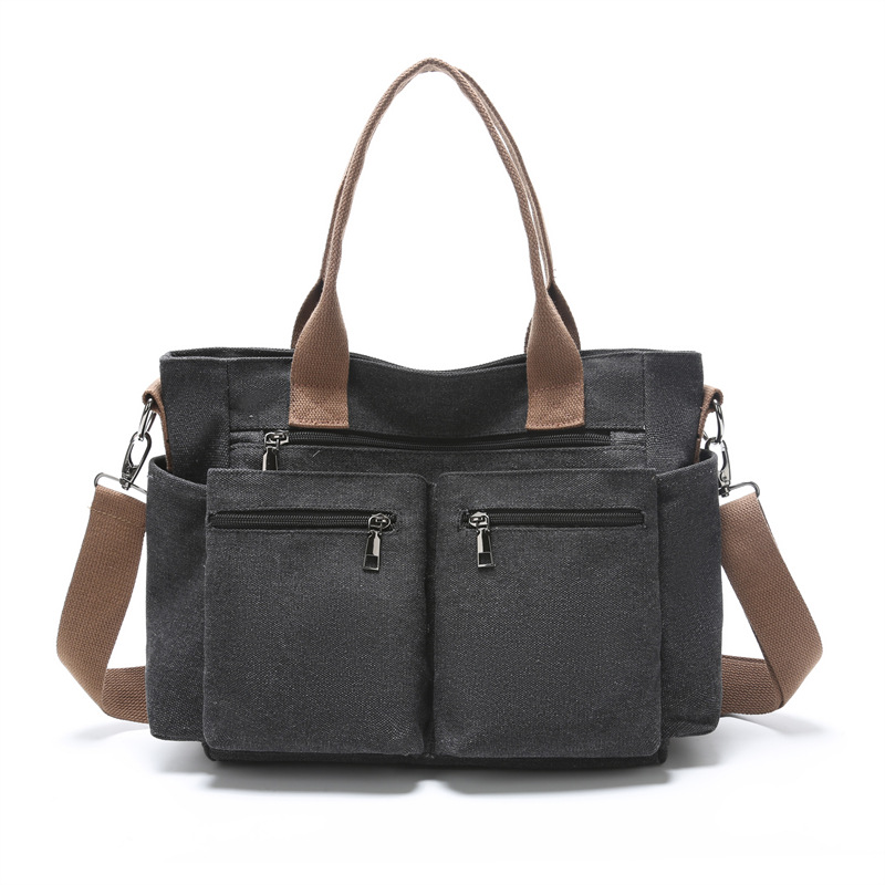 Handbag 2024 Winter new style canvas bag solid color street trend women's bag simple multi-bag single-shoulder bag crossbody bag Item Picture