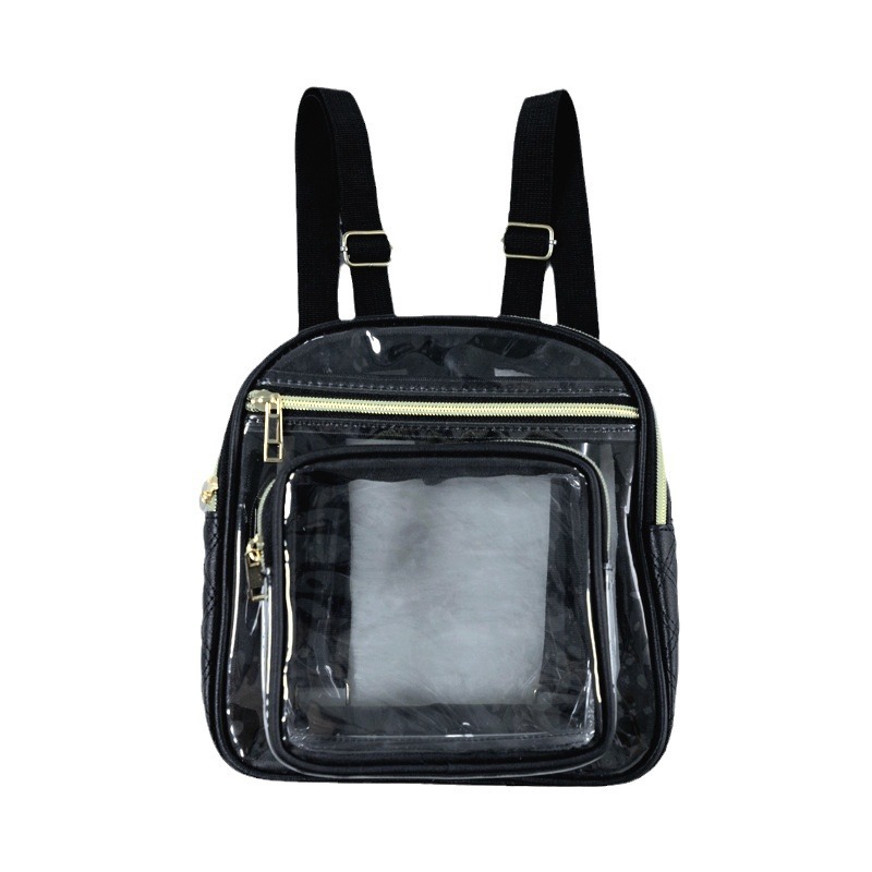 Cross-border bestseller Amazon quilted backpack, multi-layer large-capacity women's fashion backpack, waterproof transparent pvc bag Item Picture