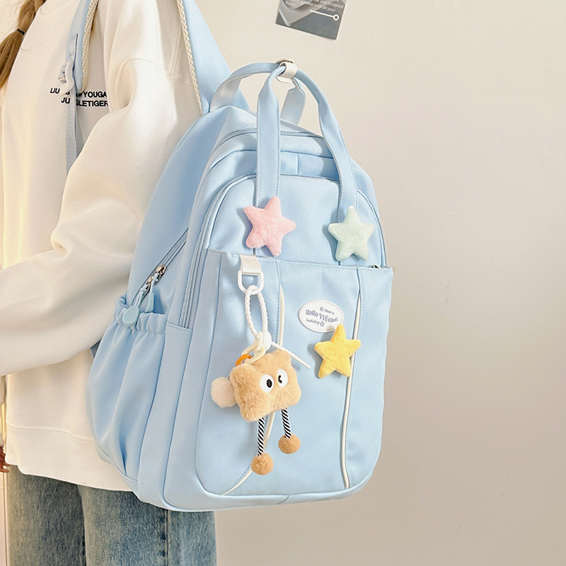Cute girl backpack, schoolbag for girls, Korean version of stars, high school girls, high school students, large capacity, high appearance level backpack details Picture