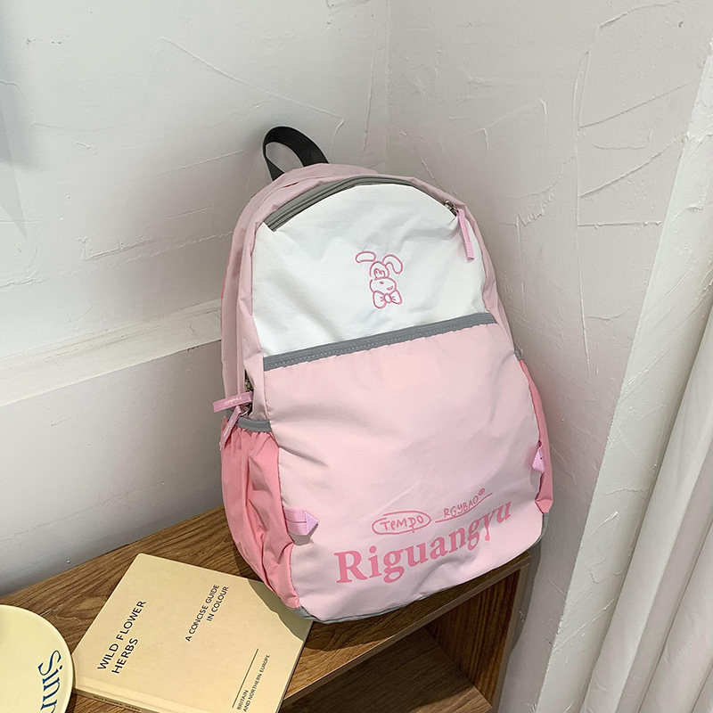 New high-appearancelevel backpack, Korean style ins travel bag backpack, simple and lightweight nylon outdoor large-capacity schoolbag full figure