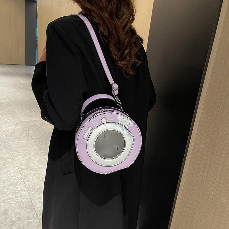 Cross-border fashion transparent hand-held cylindrical bag for women, 2025 new macaron color versatile casual single-shoulder crossbody bag details Picture