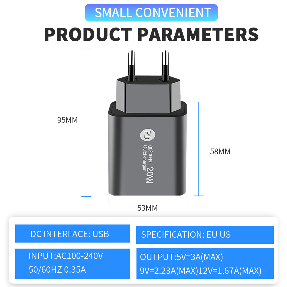The USB+Type-C multi-port super fast charger is compatible with A universal A+C charger for Apple PD 20W mobile phones details Picture