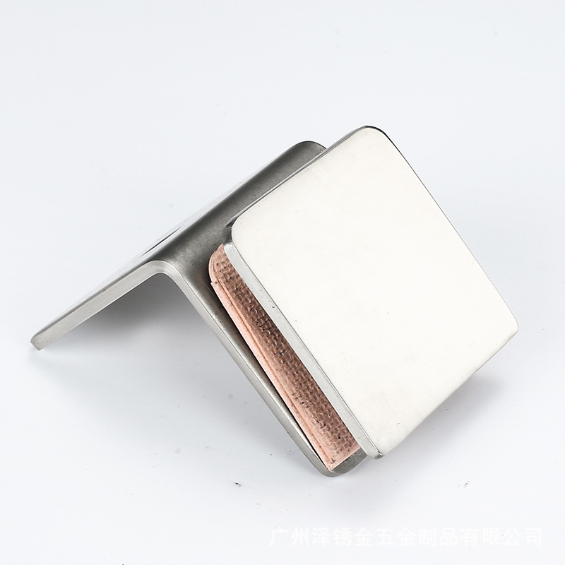 Stainless steel glass door clamps 304 fixed clamps, 90-degree square Angle codes, bathroom wall brackets, glass hardware accessories Specification drawing