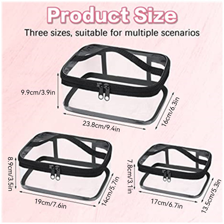 New Amazon cross-border waterproof makeup box, large travel storage, black airport security makeup bag, transparent and portable Application Scenario
