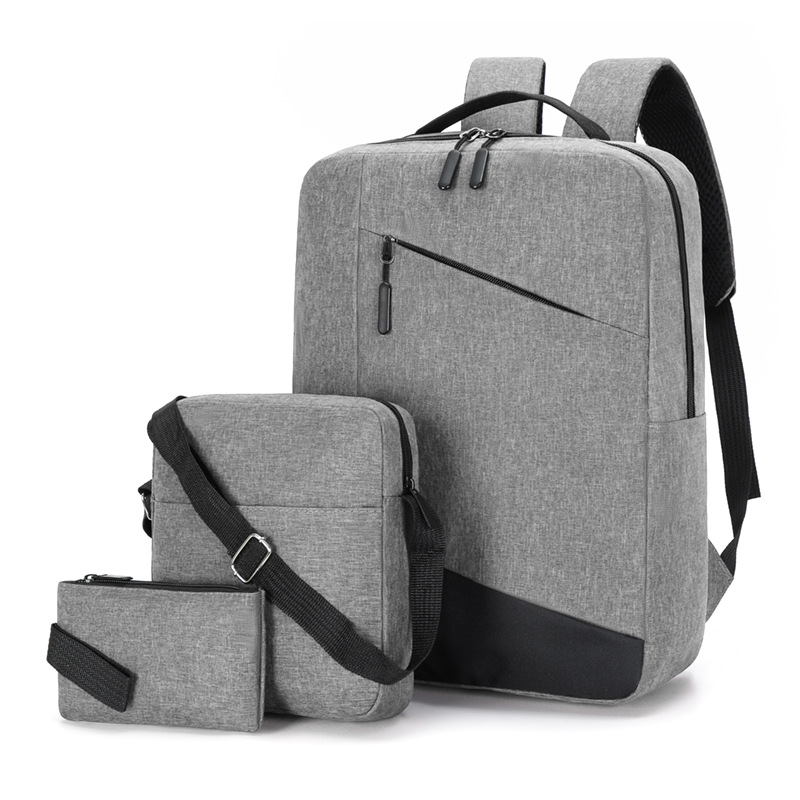 A large-capacity casual men's backpack set of three pieces, a simple business commuting computer backpack, and an Oxford cloth travel crossbody bag details Picture