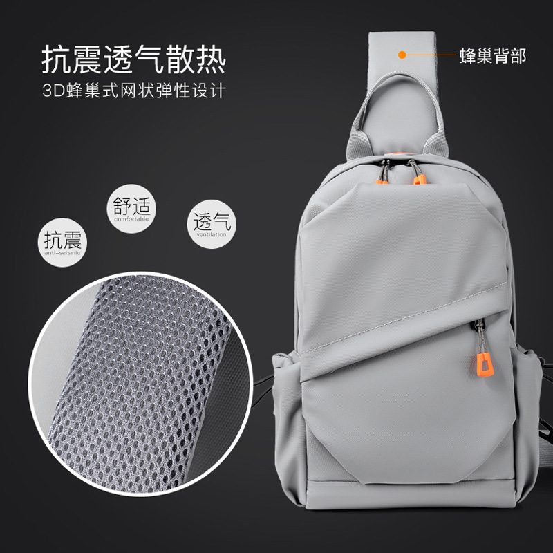 Men's crossbody bag with a high-end feel, large capacity chest bag, water-resistant outdoor sports crossbody bag, trendy Oxford fabric single-shoulder bag details Picture