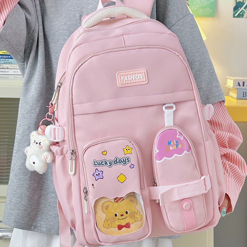 Wholesale of new high-appearancelevel large-capacity backpacks for girls in junior and senior high school college style, versatile travel backpacks Specification drawing