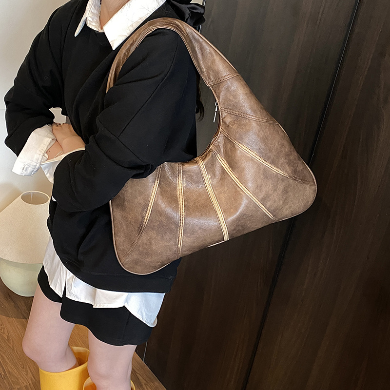 Cross-border 2025 New retro and fashionable large-capacity underarm bag for women, simple and elegant, casual and personalized single-shoulder bag Specification drawing