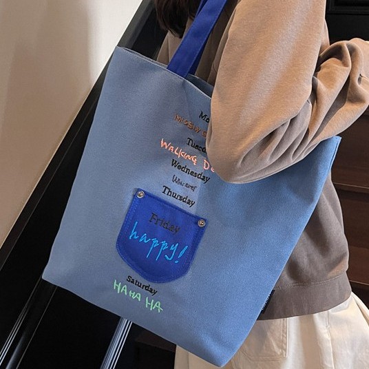 Korean fashion 2025 Spring New versatile large-capacity single-shoulder bag, color-blocking casual tote bag, student class bag full figure
