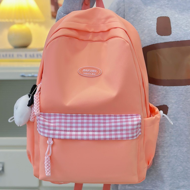 A cute and fresh schoolbag for girls and junior high school students, a lightweight Korean-style travel backpack, and a trendy backpack for high school and college students details Picture