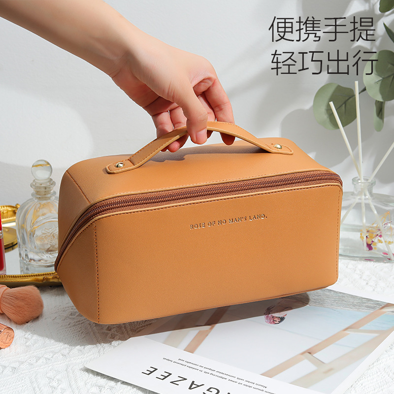 A portable large-capacity pu cosmetics storage bag with a high-end feel for women's travel, a popular pillow and makeup bag Application Scenario