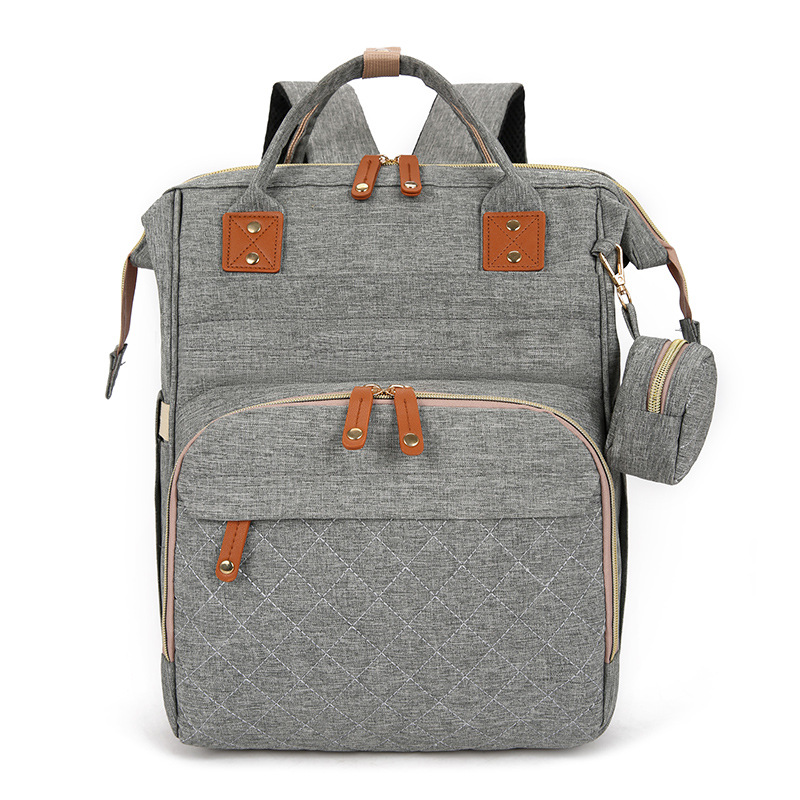 Mummy Bag with dry and wet separation, lightweight shoulder for going out, baby milk storage bag, retro multi-functional bed bag with baby stroller hanging Item Picture
