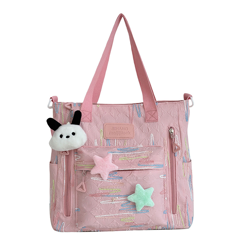 Korean-style fresh and cute girl backpack, sweet and casual, college student schoolbag, lightweight hand-held tutorial bag, single-shoulder bag Item Picture