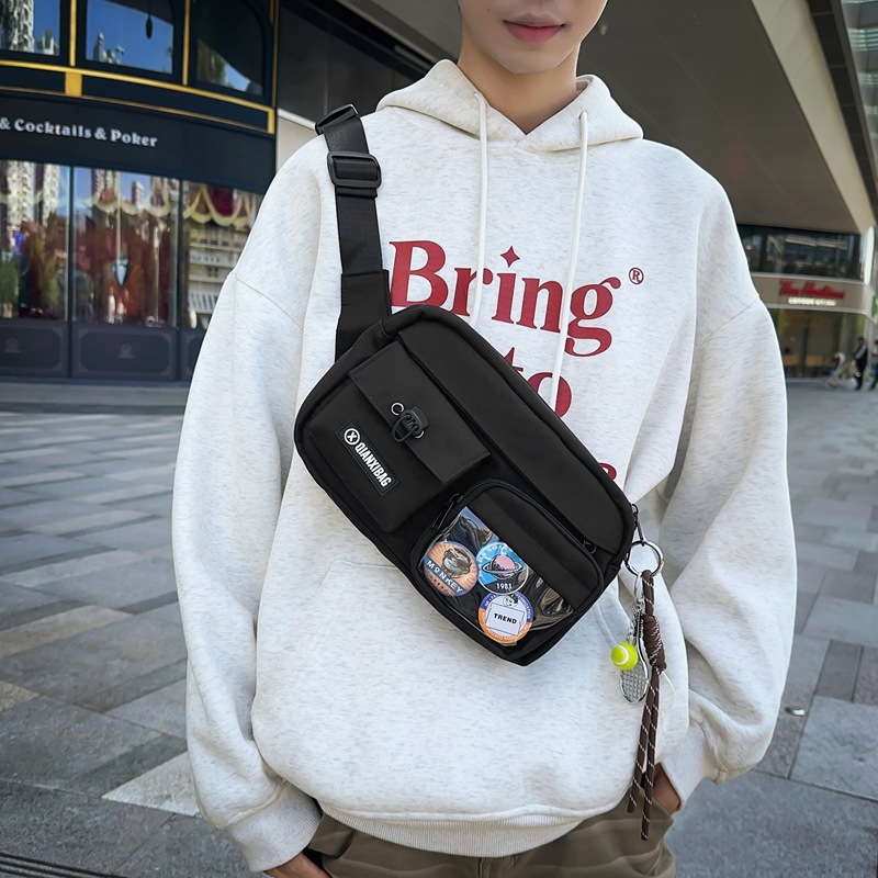 A simple and lightweight cycling crossbody bag, a Korean-style Instagram streetwear couple casual sports single-shoulder bag details Picture