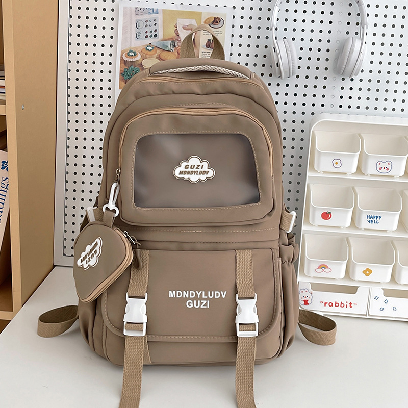 Schoolbag for female students, Korean version solid color campus durable large-capacity backpack, backpack for female primary school students, junior high school students and senior high school students full figure