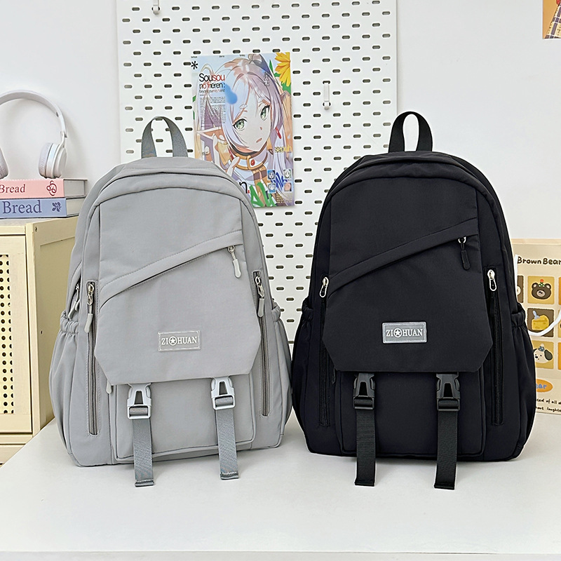 Korean-style versatile schoolbag for female students, Korean-style versatile backpack for junior and senior high school Harajuku, large-capacity solid color forest-themed backpack full figure