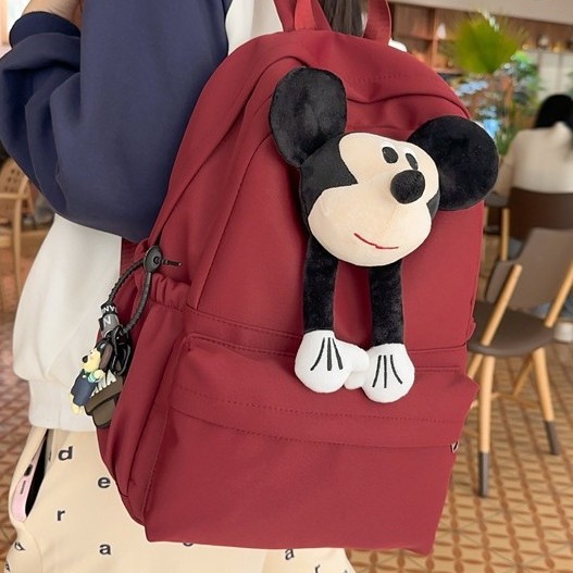 Casual large-capacity canvas bag, women's autumn and winter fashion cartoon Mickey doll single-shoulder bag, school commuting travel bag details Picture