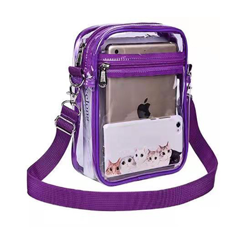 In-stock Amazon cross-border transparent PVC single-shoulder crossbody bag, portable color waterproof transparent wallet bag for sports venues details Picture